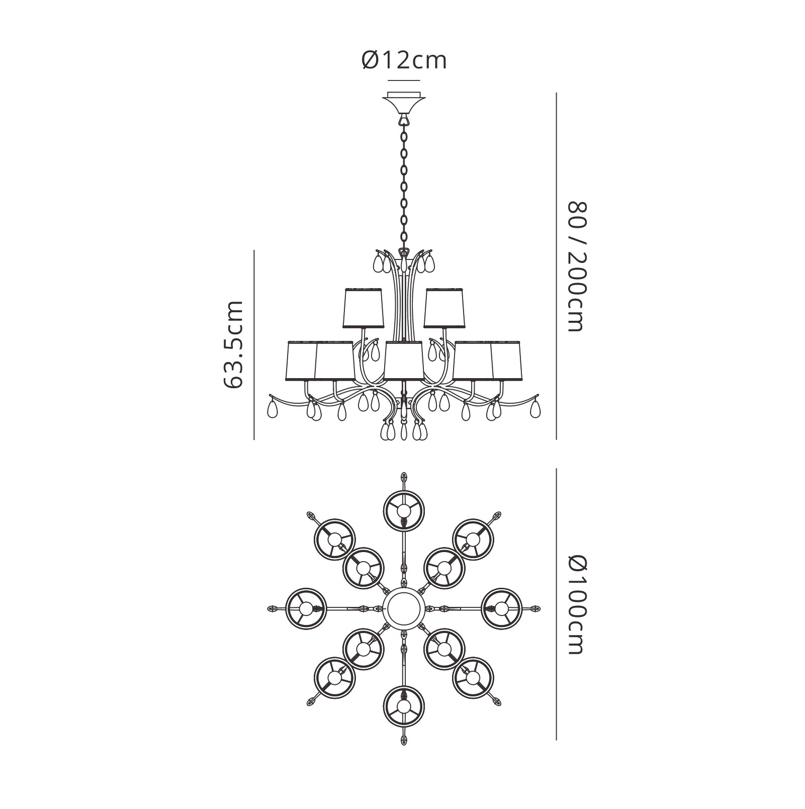 Andrea Polished Chrome Ceiling Lights Mantra Multi Arm Fittings